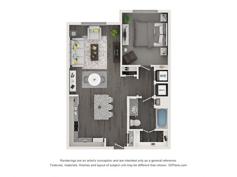 a 1 bedroom floorplan of a 2100 sq ft